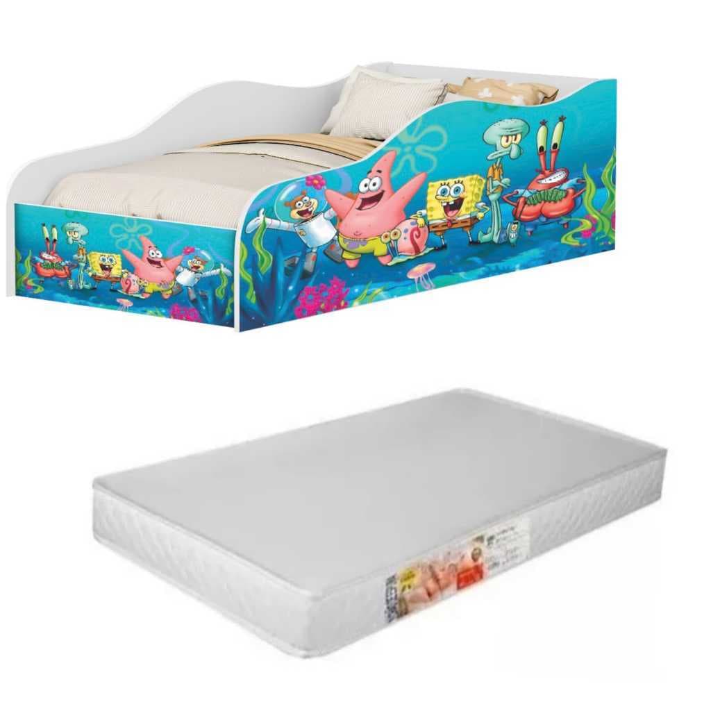 Cama Infantil Carro Montessoriana Com Colchão e Grade Proteção Caminha Cercado Quarto Juvenil