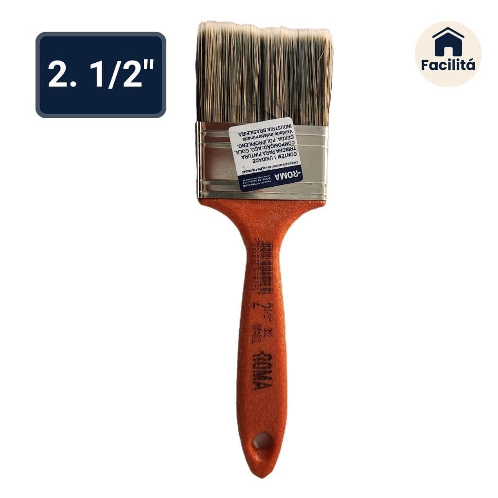 Trincha Roma 302 X 2½" para Tinta Látex e Acrílica – Cerdas Gris Selecionadas e Cabo Vermelho