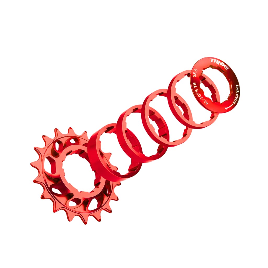 Kit Conversão Single Wheeling Cassete 18d Tanke Freeride Pro Vermelho
