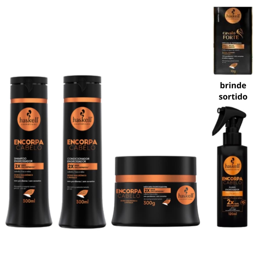 Kit 4 itens Linha Completa Haskell Encorpa Cabelo 300ml Original