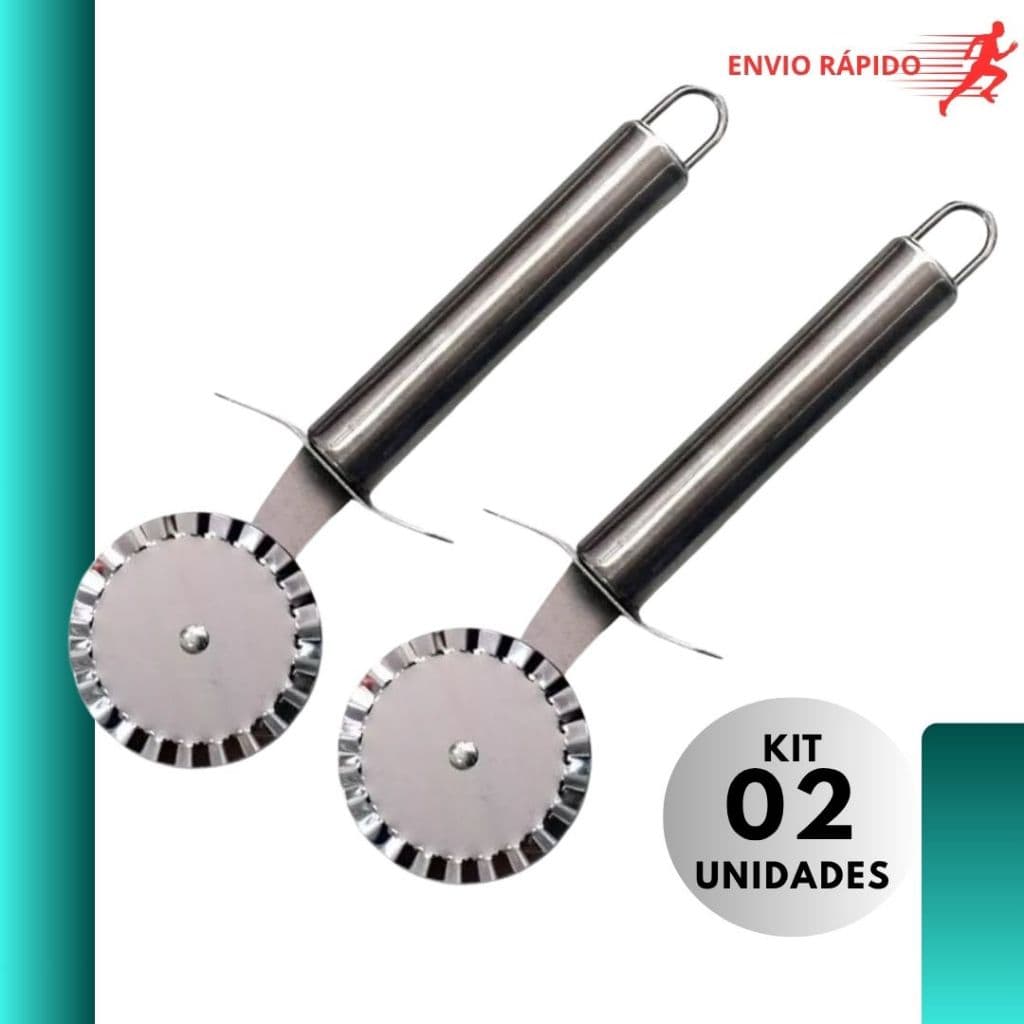 Kit 2 Carretilha Para Massa Cortador Fechador Pastel Inox Manual De Uso Profissional e Doméstico
