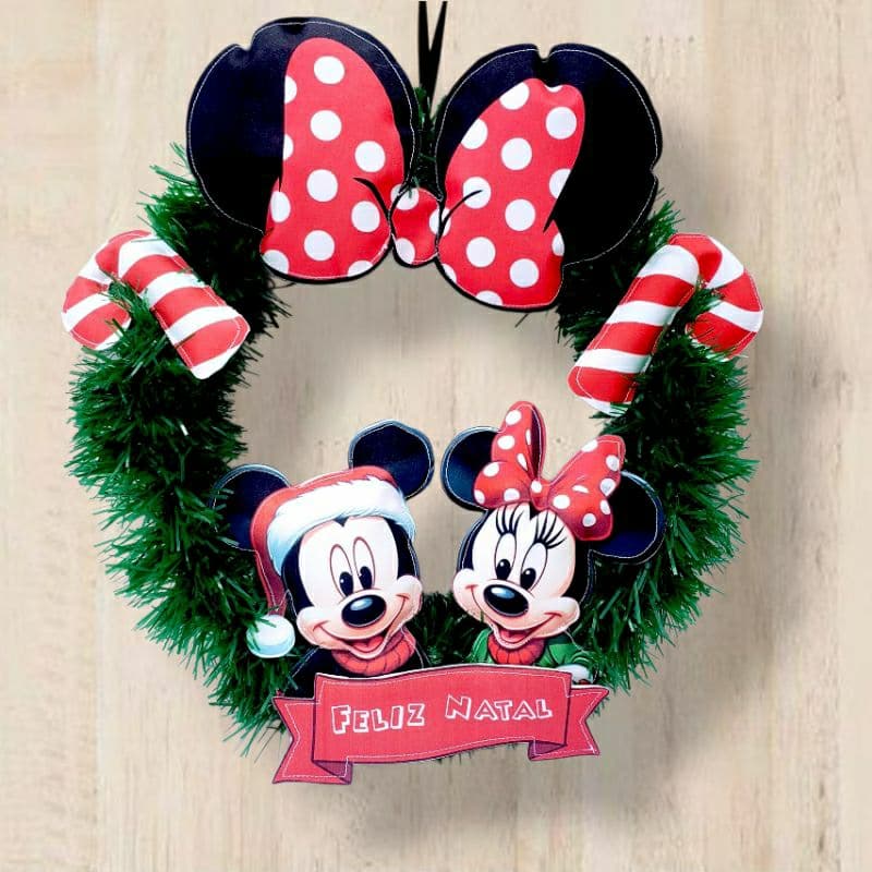 Guirlanda de Mickey e minnie enfeite de porta e decoração de natal