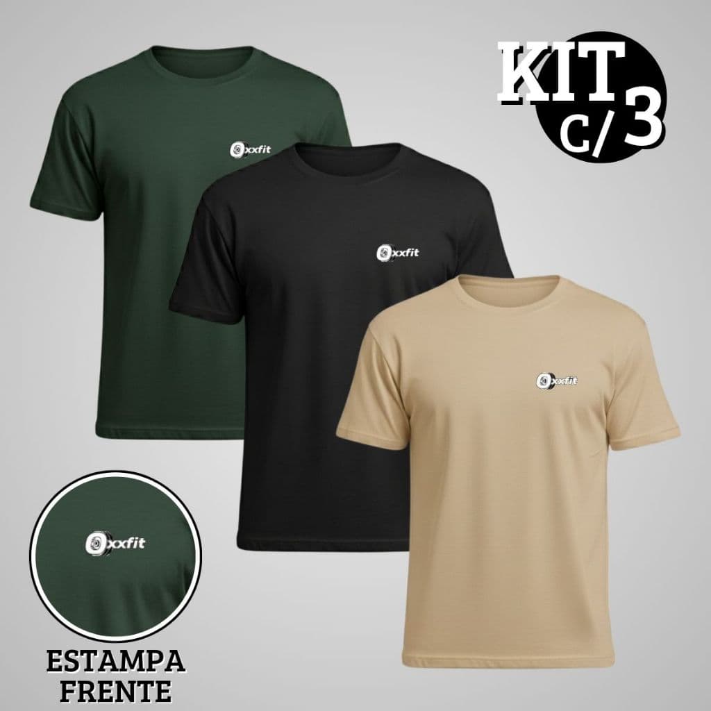 Kit 3 Camisetas Oversized Estampa Na Frente Para Homem Streetwear Algodão Lisa Reta Larga
