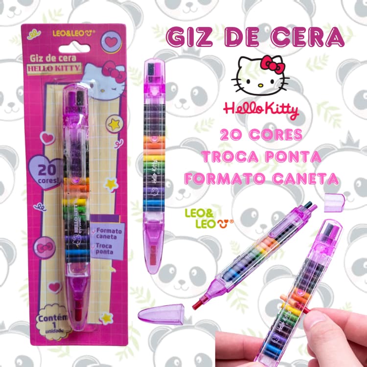Caneta Giz de Cera Troca Pontas Hello Kitty | Leo&Leo