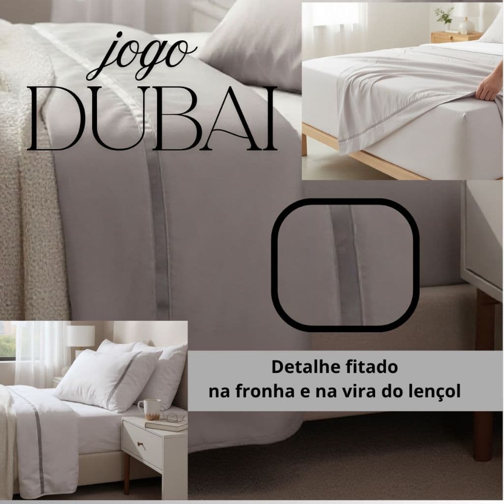 Jogo Lençol King 4 Peças Algodão 600 Fios Egípcios Escovado Com Detalhe Fitado Queen Casal Solteiro