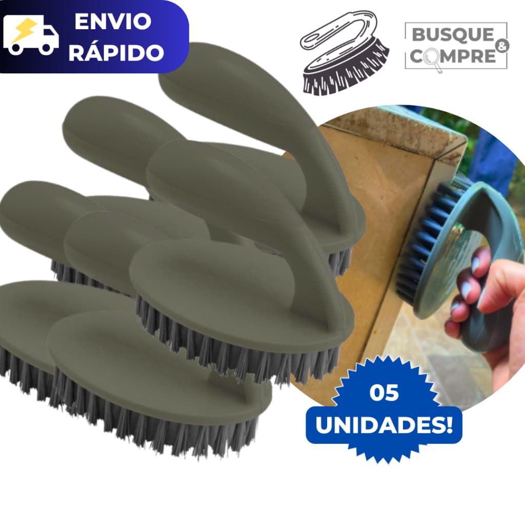 Kit 5 Escovas com Alça Plástica para Lavar Tênis Sapatos Roupas Esfregar Limpeza Azulejo Banheiro
