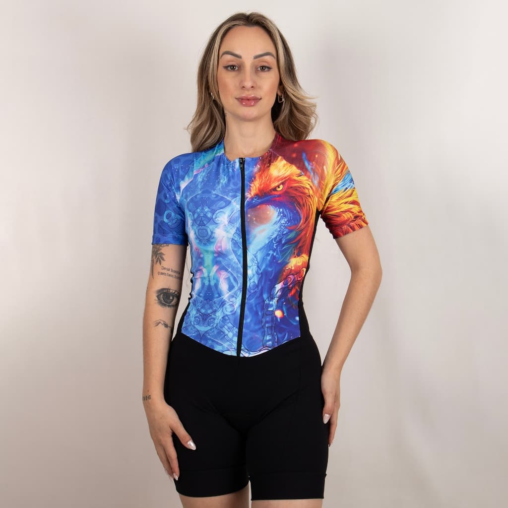 Macaquinho de Ciclismo Manga Curta - Modelo: Fenix - Feminino - Conforto e Elegância forro em Gel
