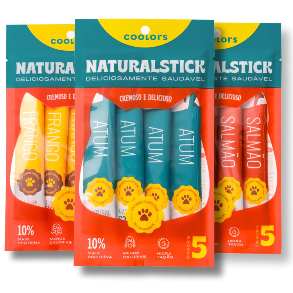 Natural Stick Gato - Sticks Cremoso Sabor Salmão Atum  Frango ou Mix escolher sabores  Tipo Churu