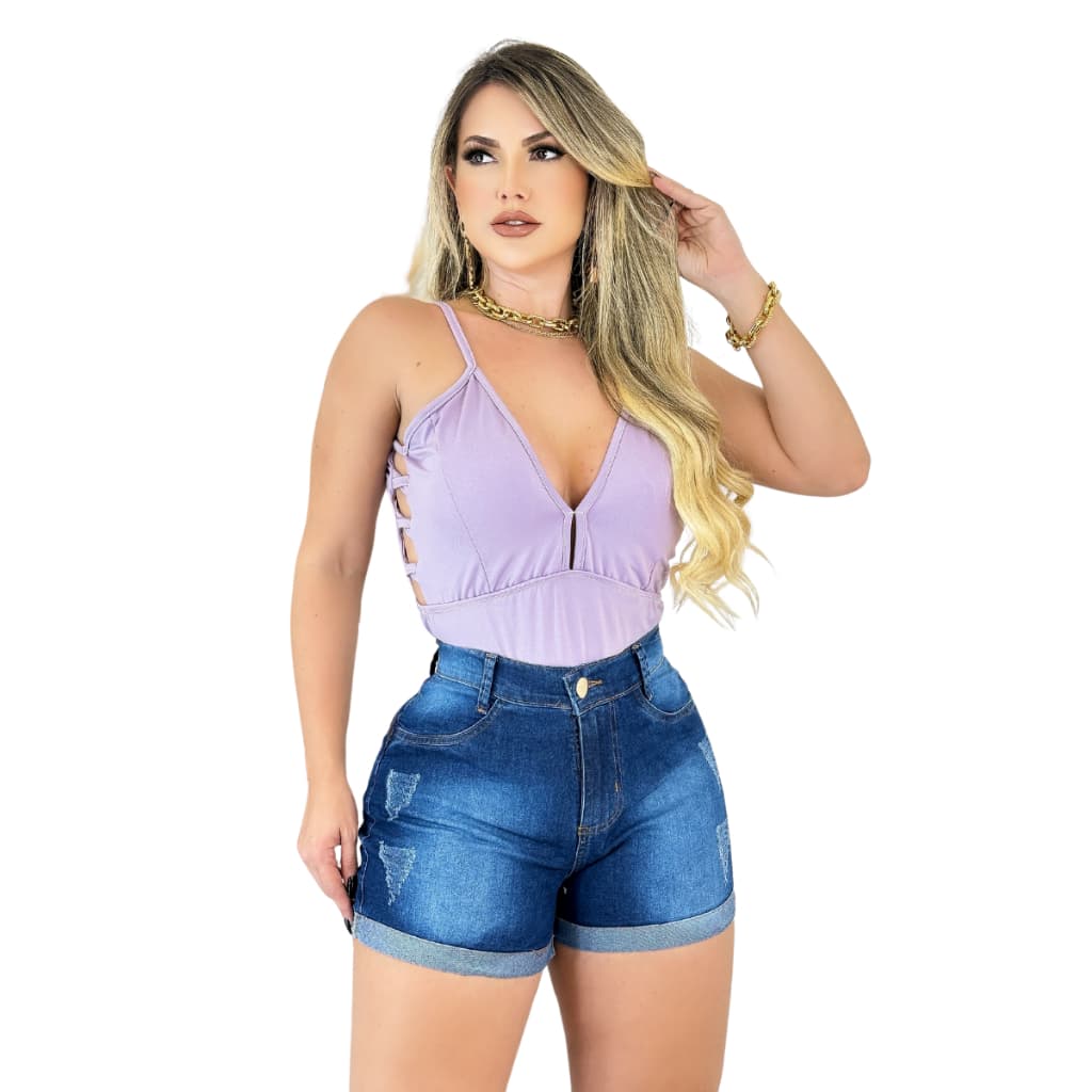 Short Jeans com Lycra Marmorizado – Caimento Perfeito para Todos os Dias