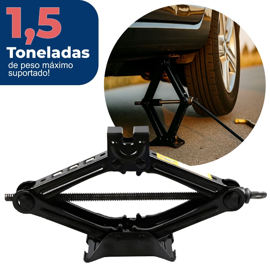 Macaco Carro Uso Geral Completo Articulado Sanfona Universal Capacidade 1500kg