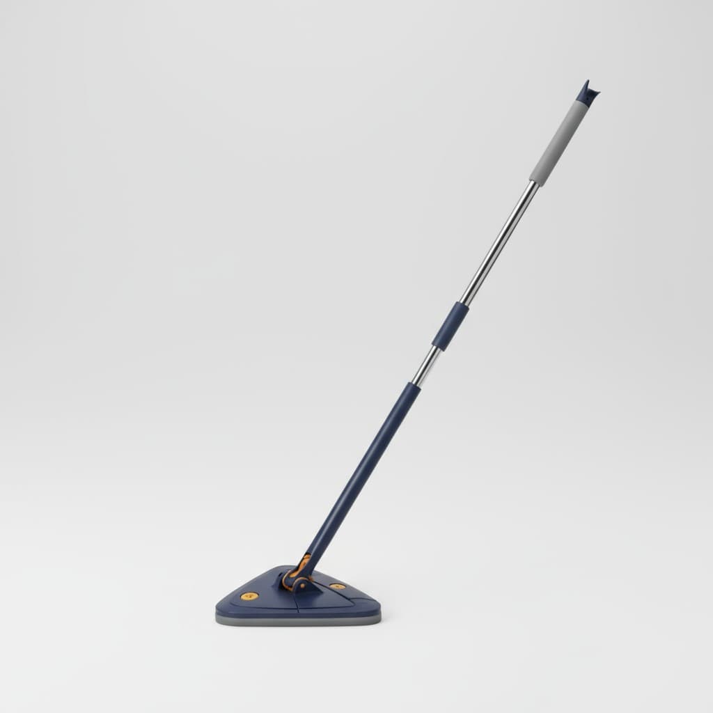 Esfregão Triangular Azul com Cabo Extensível 130cm Rotação 360° AliDoLado