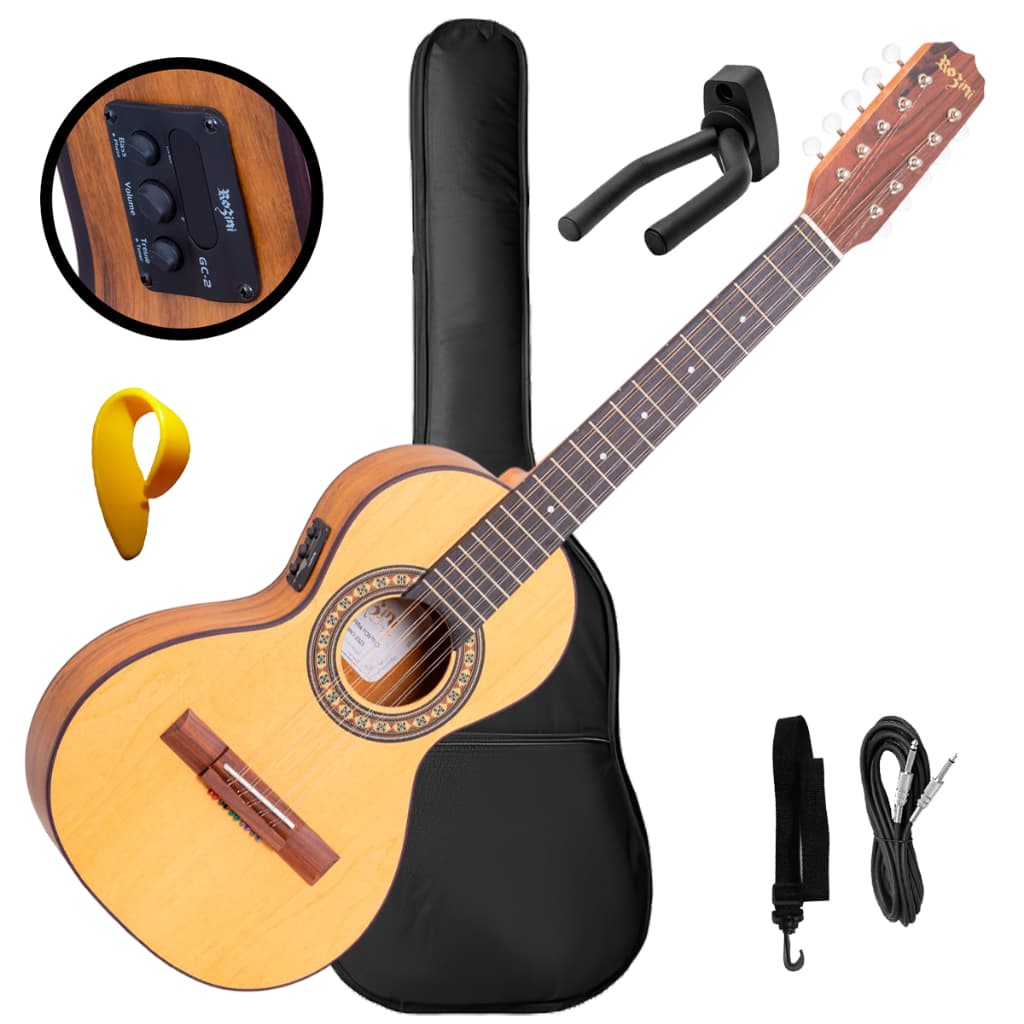 Viola Caipira Eletroacústica Ponteio Rozini RV151 Ativa Kit Com Suporte