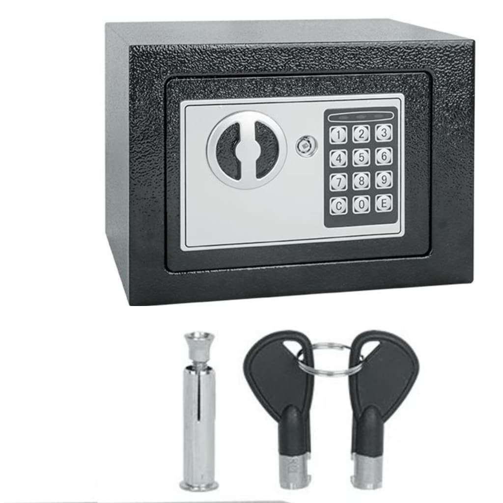 Cofre Digital Eletrônico com Teclado e Chave – Preto, Ideal para Guardar Dinheiro, Documentos e Objetos de Valor