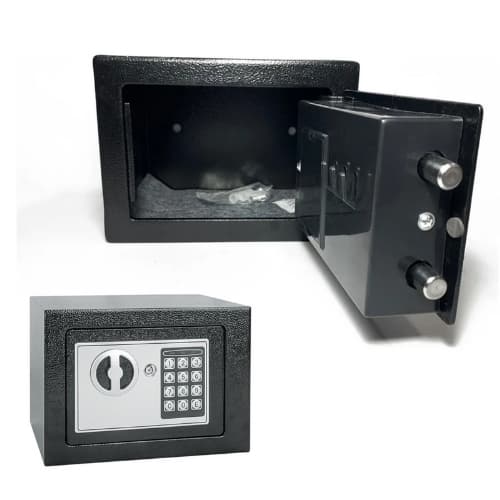 Cofre Eletrônico Digital Preto com Teclado Senha e Chave Segurança 23x17x17cm Startools
