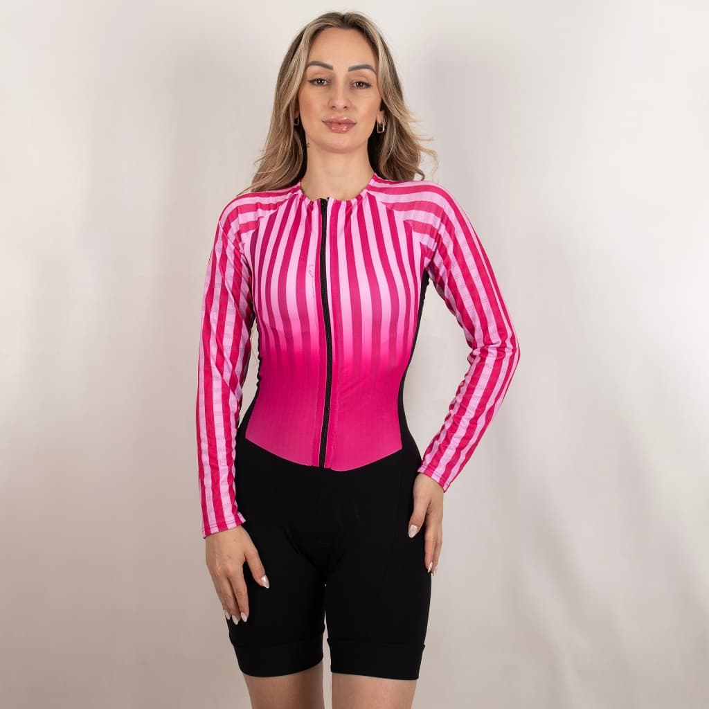 Macaquinho de Ciclismo Feminino Modelo Clássico  Manga Curta e Manga Comprida forro em Gel