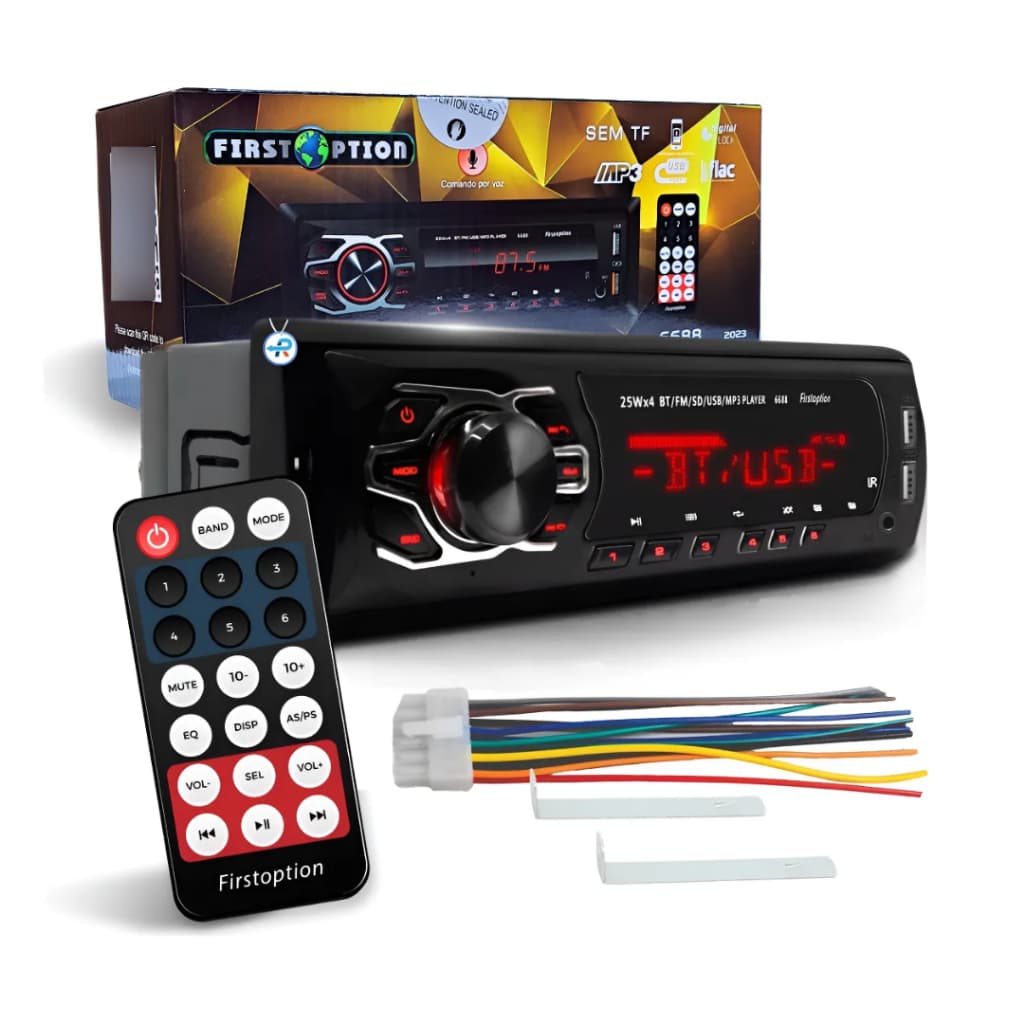 Radio Mp3 First Option 6688 Preto 25w Automotivo
