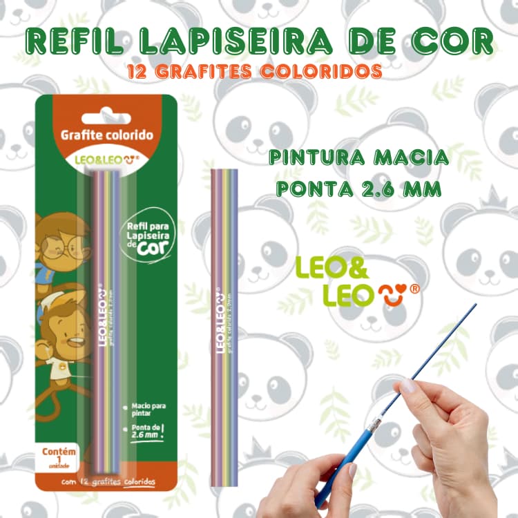 Refil para Lapiseira de Cor 12 Grafites Coloridos 2.6mm | Leo & Leo