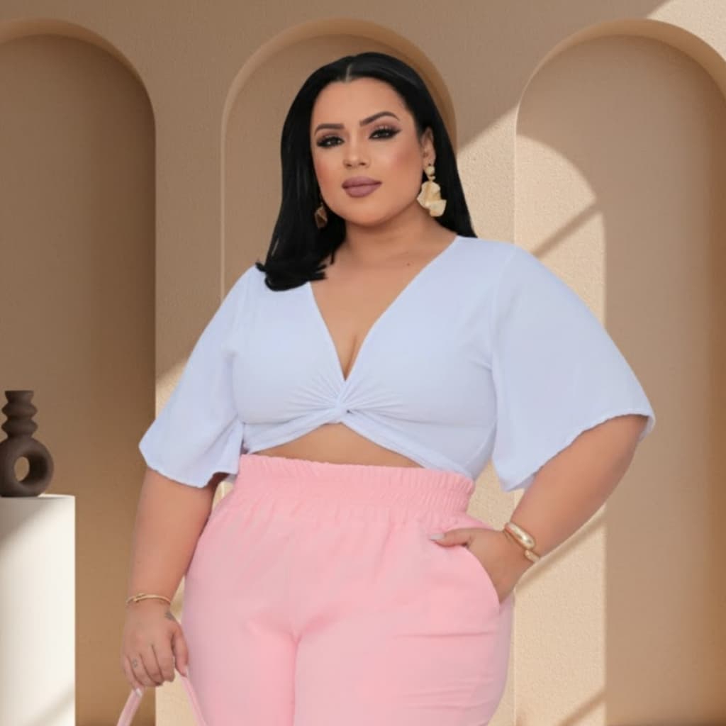 Blusa Cropped Feminino Plus Size Estilo Versatilidade