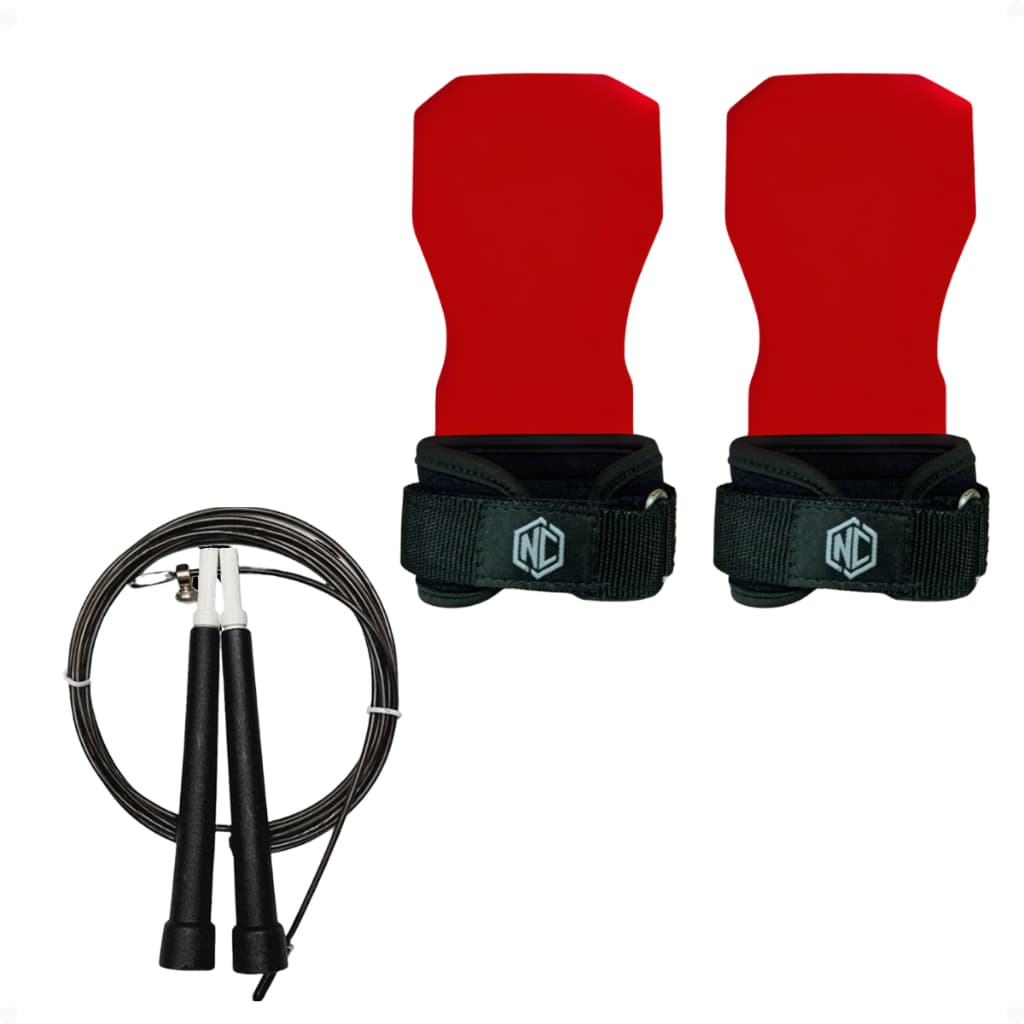 Kit Tapu2You Crossfit Hand Grip Luva Protetor Ajustavel Nc Extreme + Corda Speed Hope Rolamento