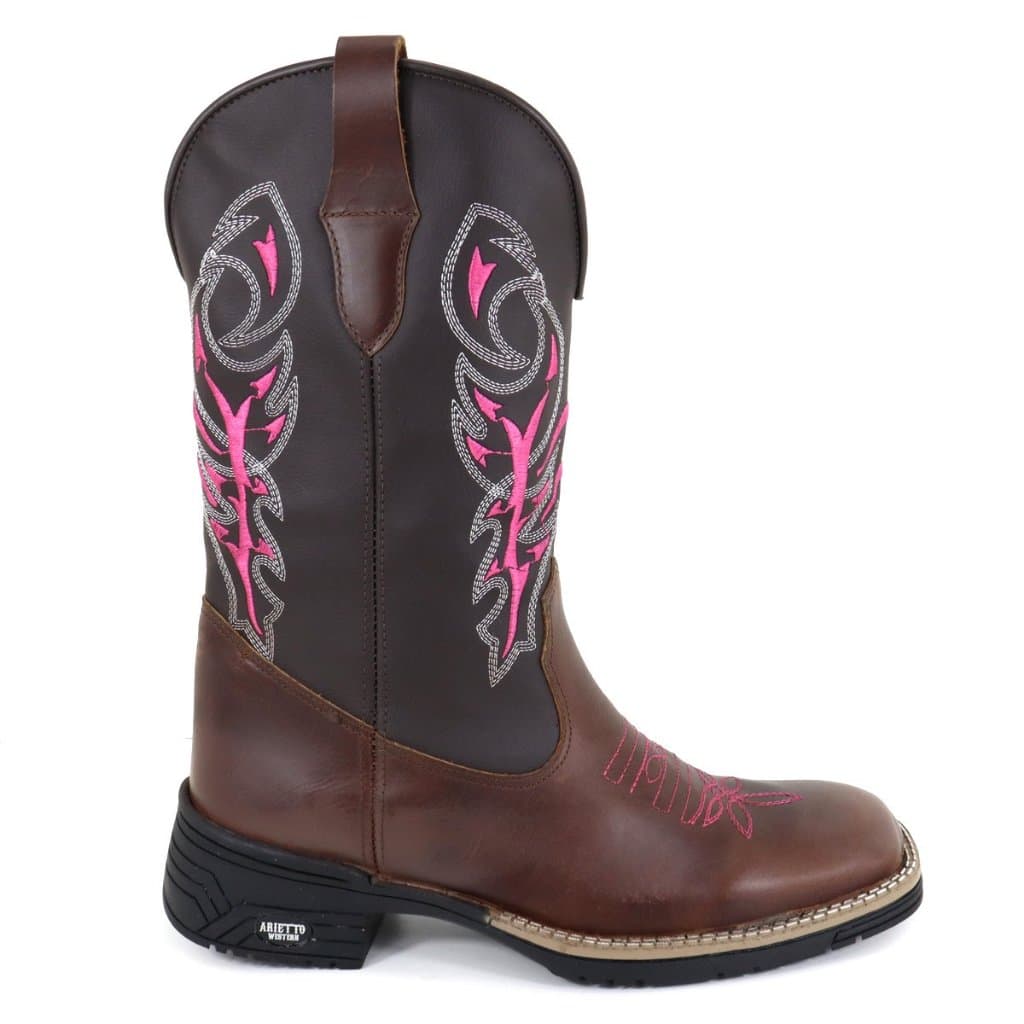 Bota Texana Feminina Country Bico Quadrado Solado De Borracha