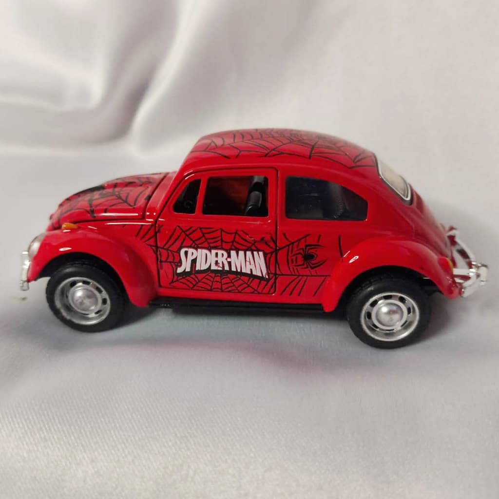 Carrinho Miniatura Fusca Homem Aranha Batman Escala 1:32 Edição Especial Colecionável Spider-Man