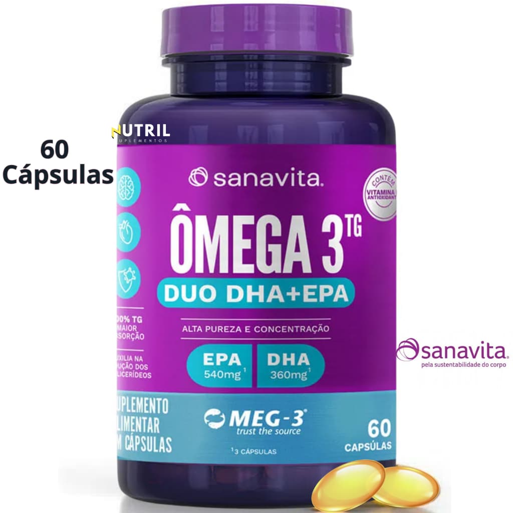 Ômega 3 ᵀᴳ Duo EPA + DHA Sanavita - OMEGA 3 60 cápsulas
