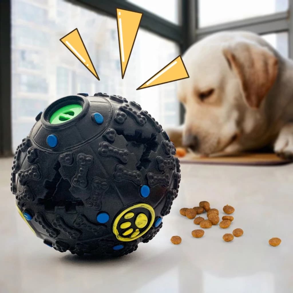 Bola Interativa para Cachorro – Brinquedo com Som, Estímulo e Petisqueira, 7,5 cm