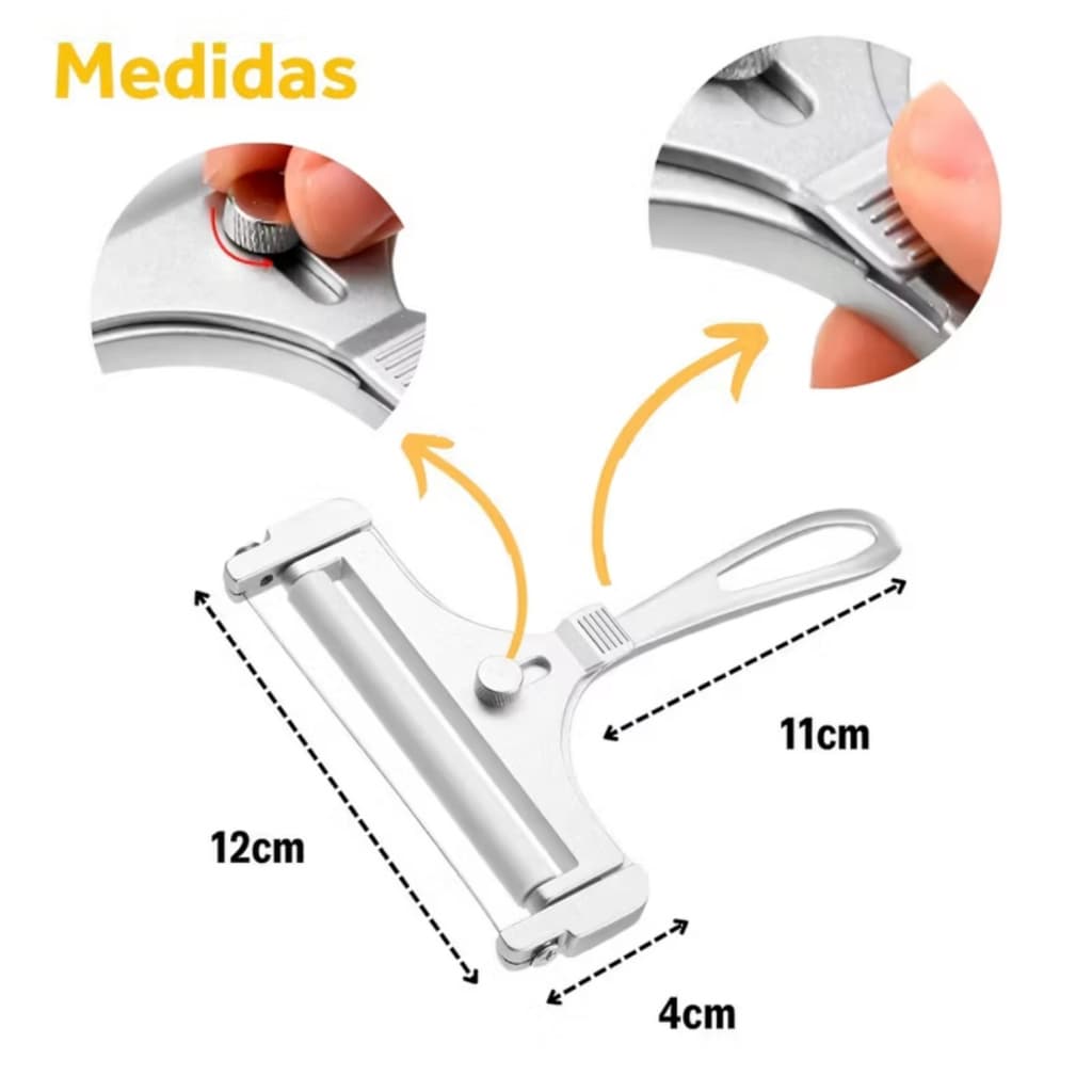 Fatiador de Queijo Inox com Espessura Ajustável - Ferramenta de Cozinha para Cheddar, Raclette e mais!