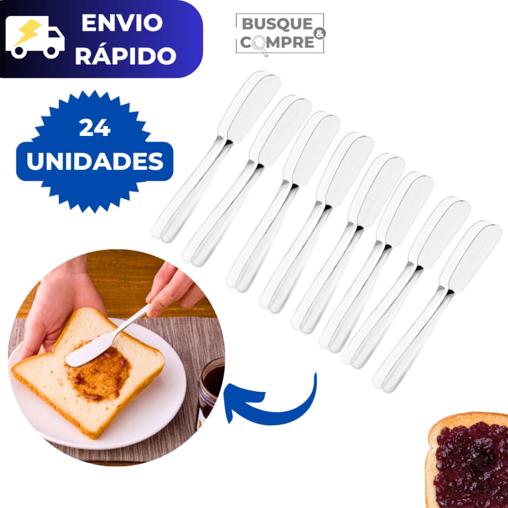 Kit 24 Espatulas de Manteiga Garbo Espatula para Patê Faca Geleia Peças de Aço Inox Café Cozinha