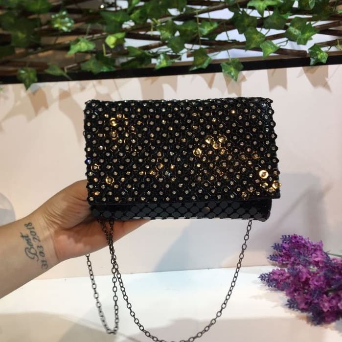 Bolsa Clutch Com Alça Formato Placa Metalizada Geometrica Para Festas e Formaturas#900059