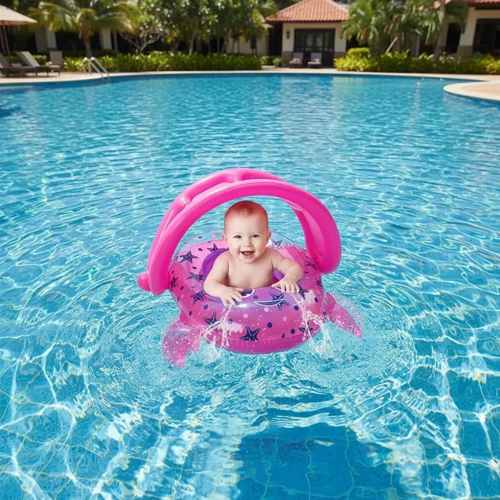Boia Bote Infantil C Assento Fralda Caranguejo Bestway Piscina Praia Bebê 6 a 18 Meses Segurança PVC