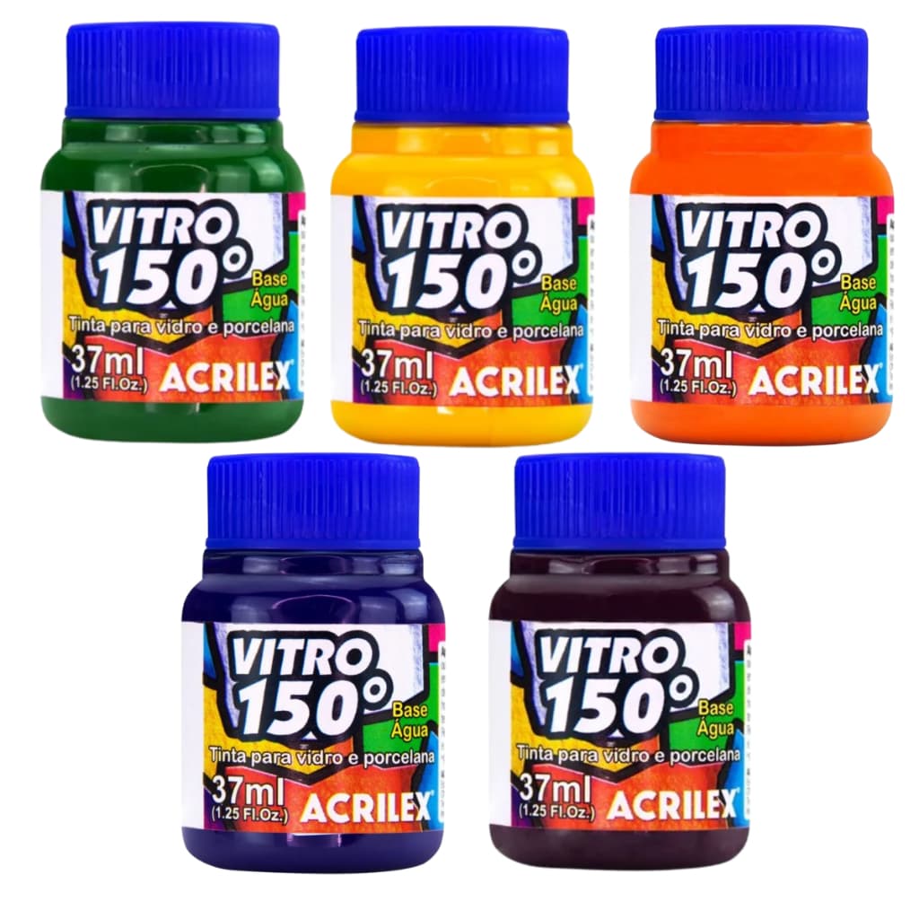 Kit 5 Tinta Vitro 150 37ml Acrilex