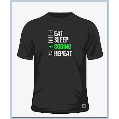 Estampa Geek Algodão EAT SLEEP CODING REPEAT Comer Dormir Codificar Repetir