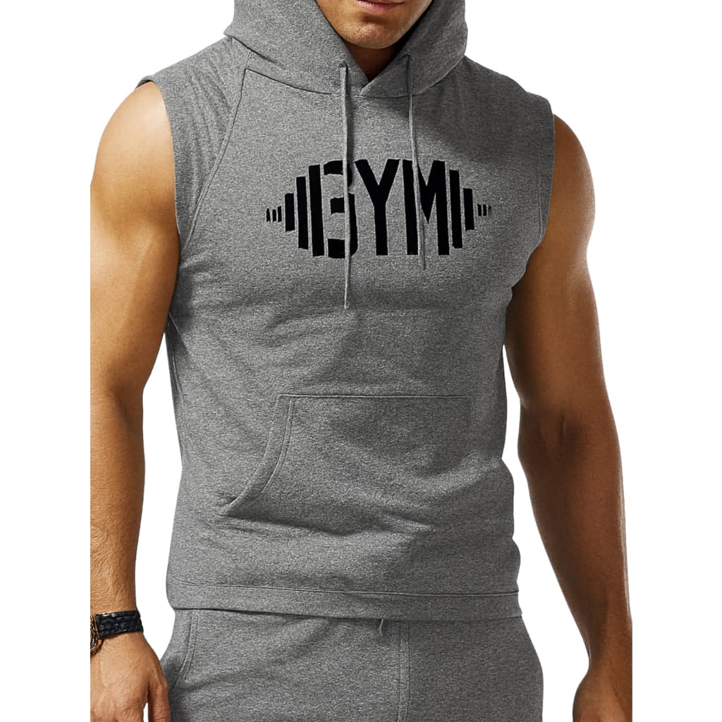 Regata Masculina Capuz Bolso Estampa GYM Academia Treino Musculação Fitness Casual Atletico Corrida