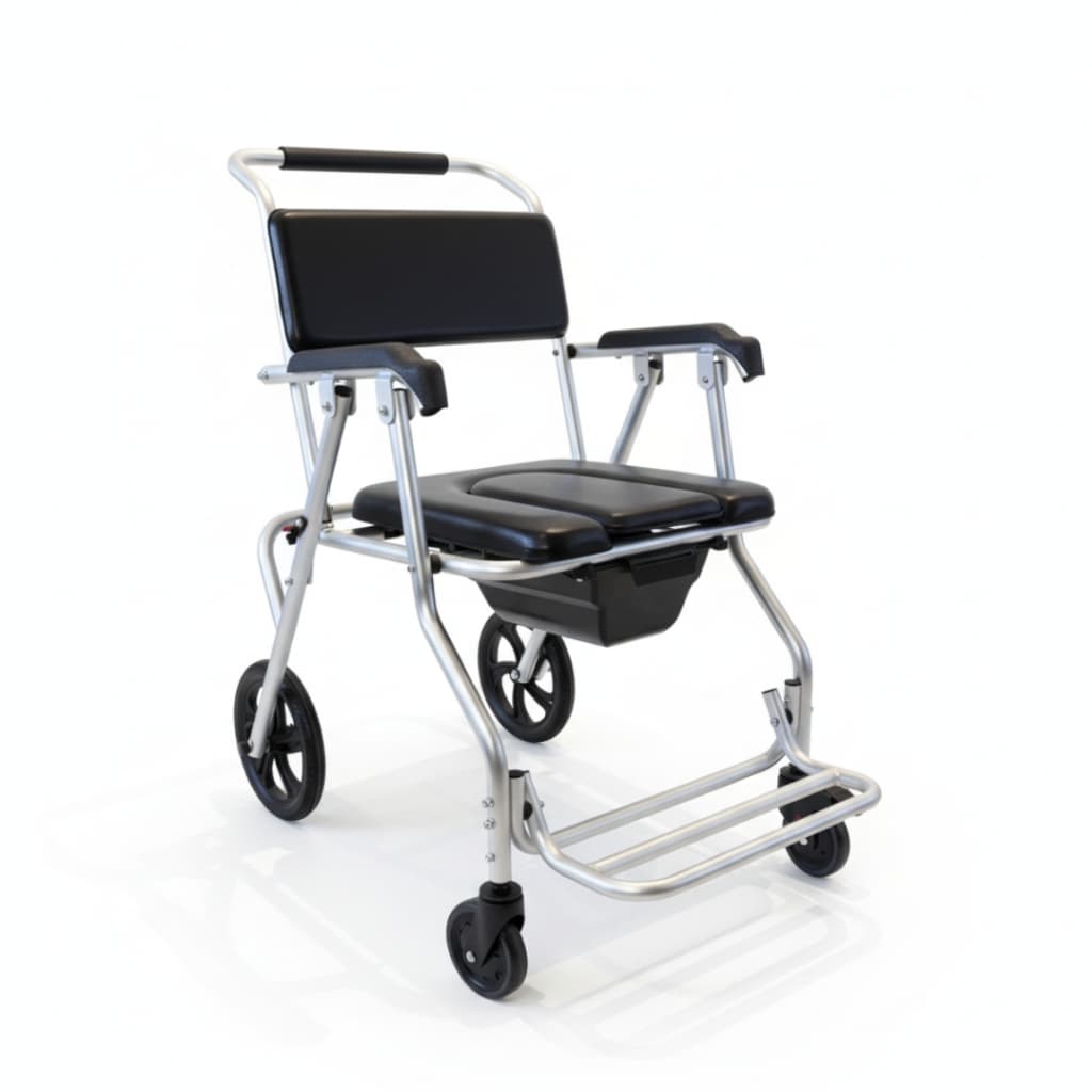 Cadeira de Banho Dobrável Chicago Em Alumínio Senior Care Muito Conforto Supermedy