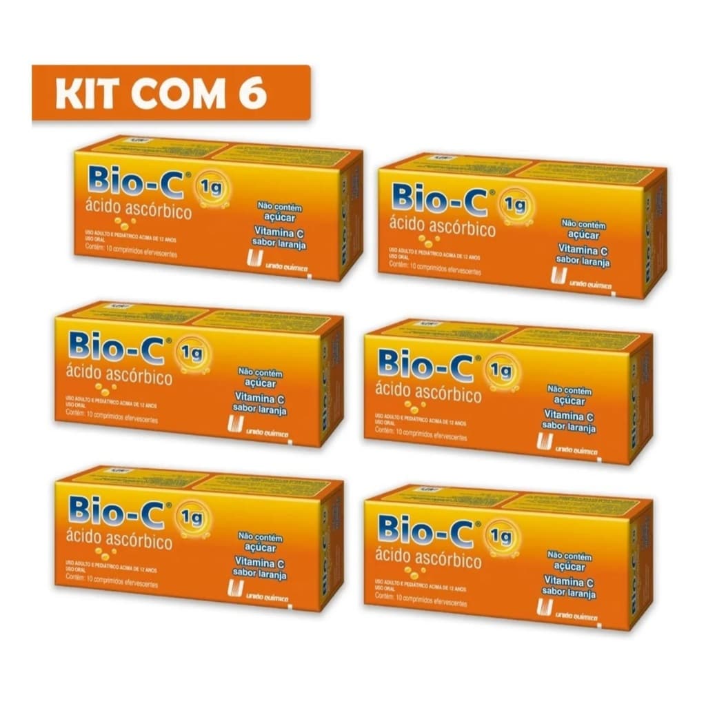 Kit Bio C Vitamina C Efervescente Sabor Laranja ou Citrus União Química