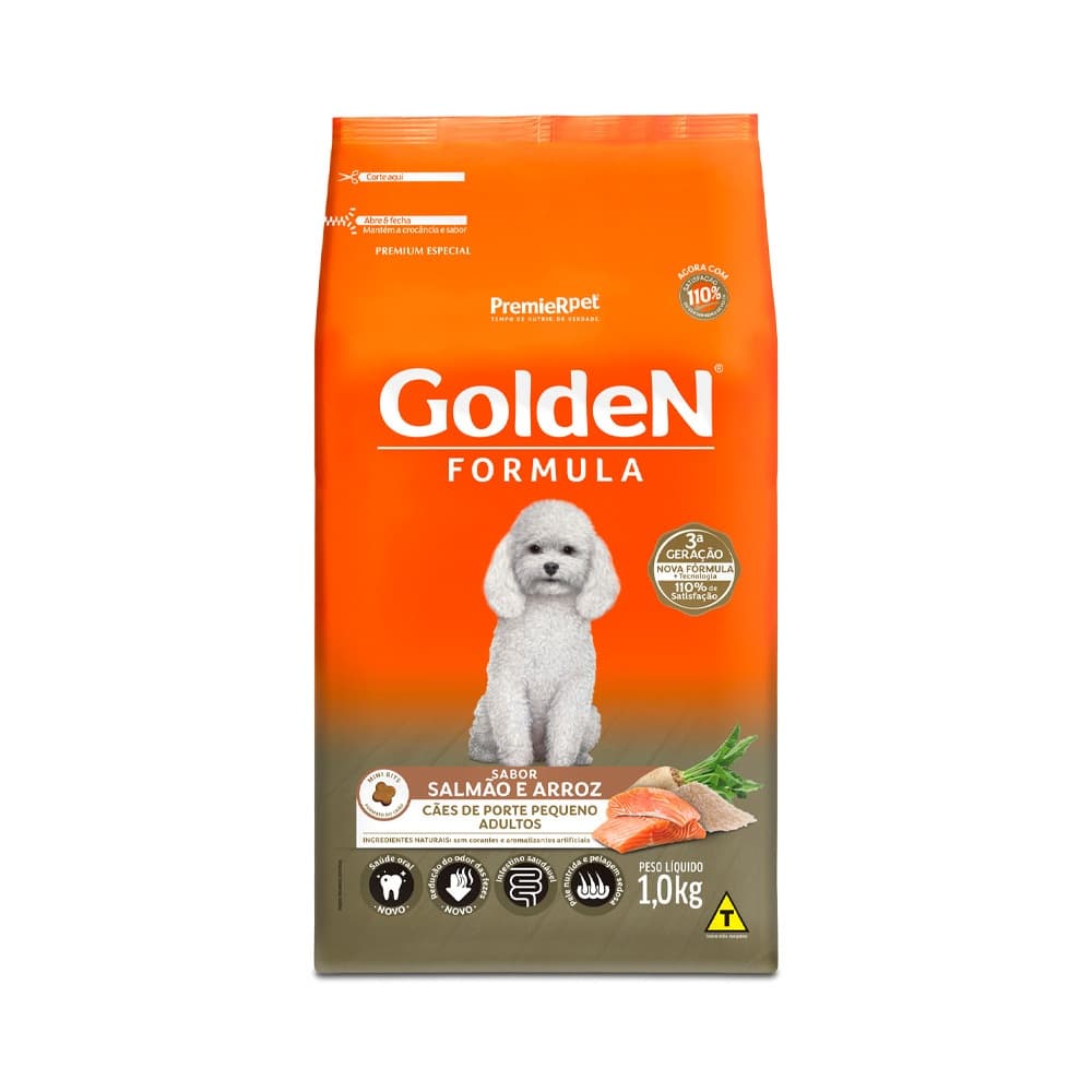 Golden Formula Cães Adultos Porte Pequeno(Mini Bits) Salmão e Arroz