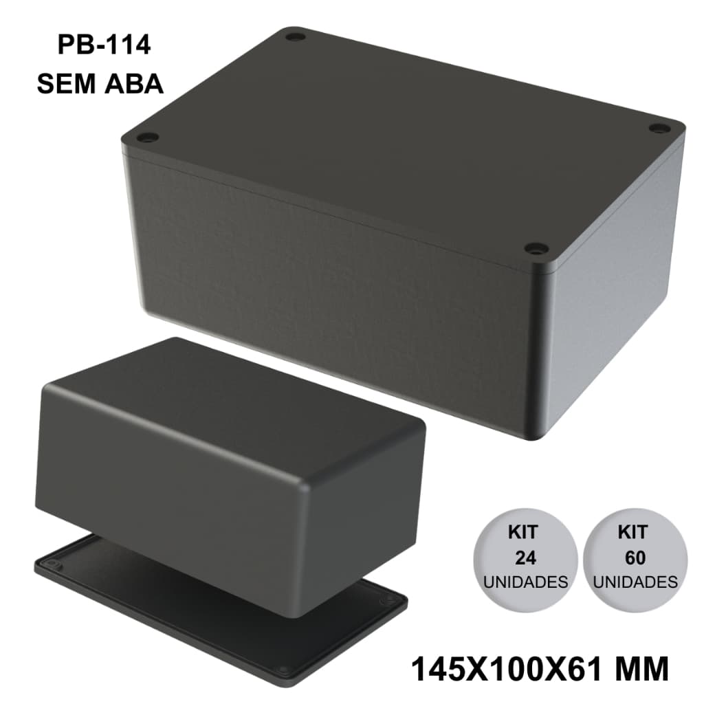 Kit Caixa Plástica Pb-114 sem Aba Resistente E Durável Para Projetos Eletrônicos 5021-K-C2