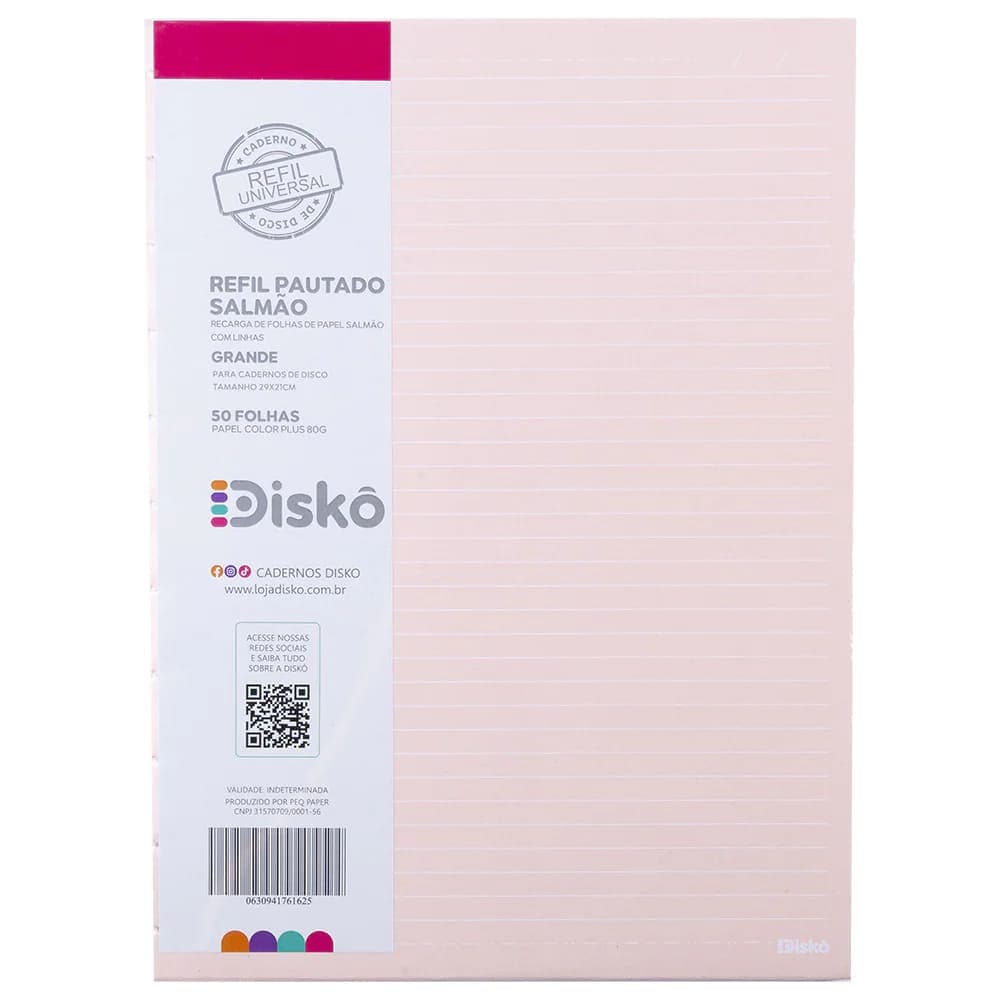 Refil Caderno Inteligente Disko 50 Folhas 90gr Color Salmao G