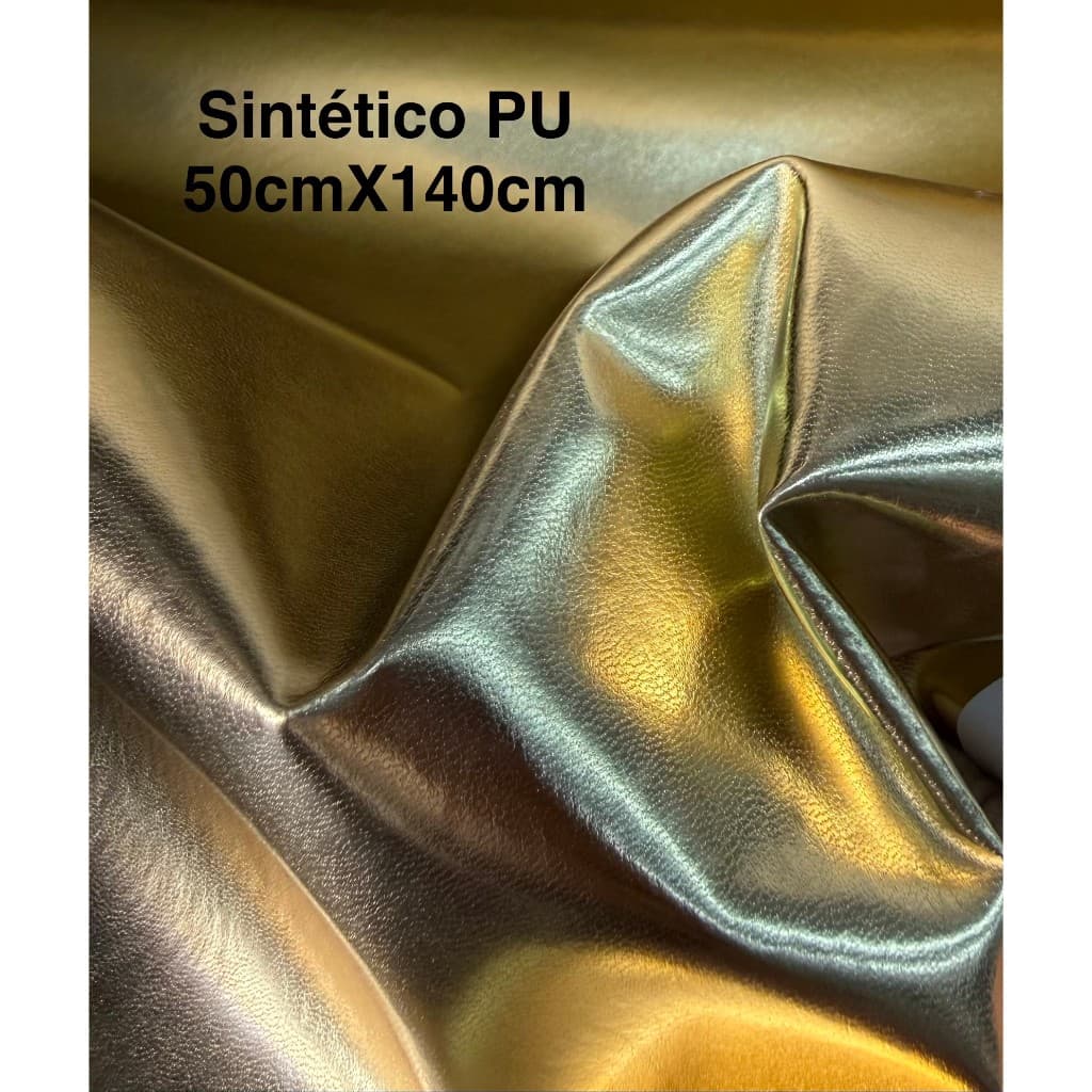 Sintético PU Dourado e Prata - 50cm X 140cm - para bolsas e mochilas