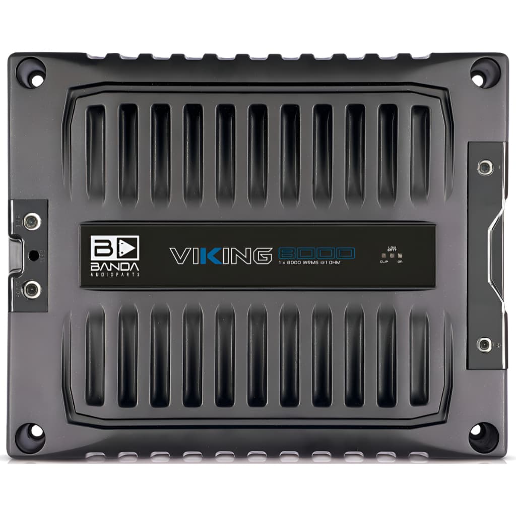 Modulo Amplificador Banda Viking 8002 8000 Rms 1 Canal 2 Ohms Full Range Som Automotivo e ProfissionalCor Preto