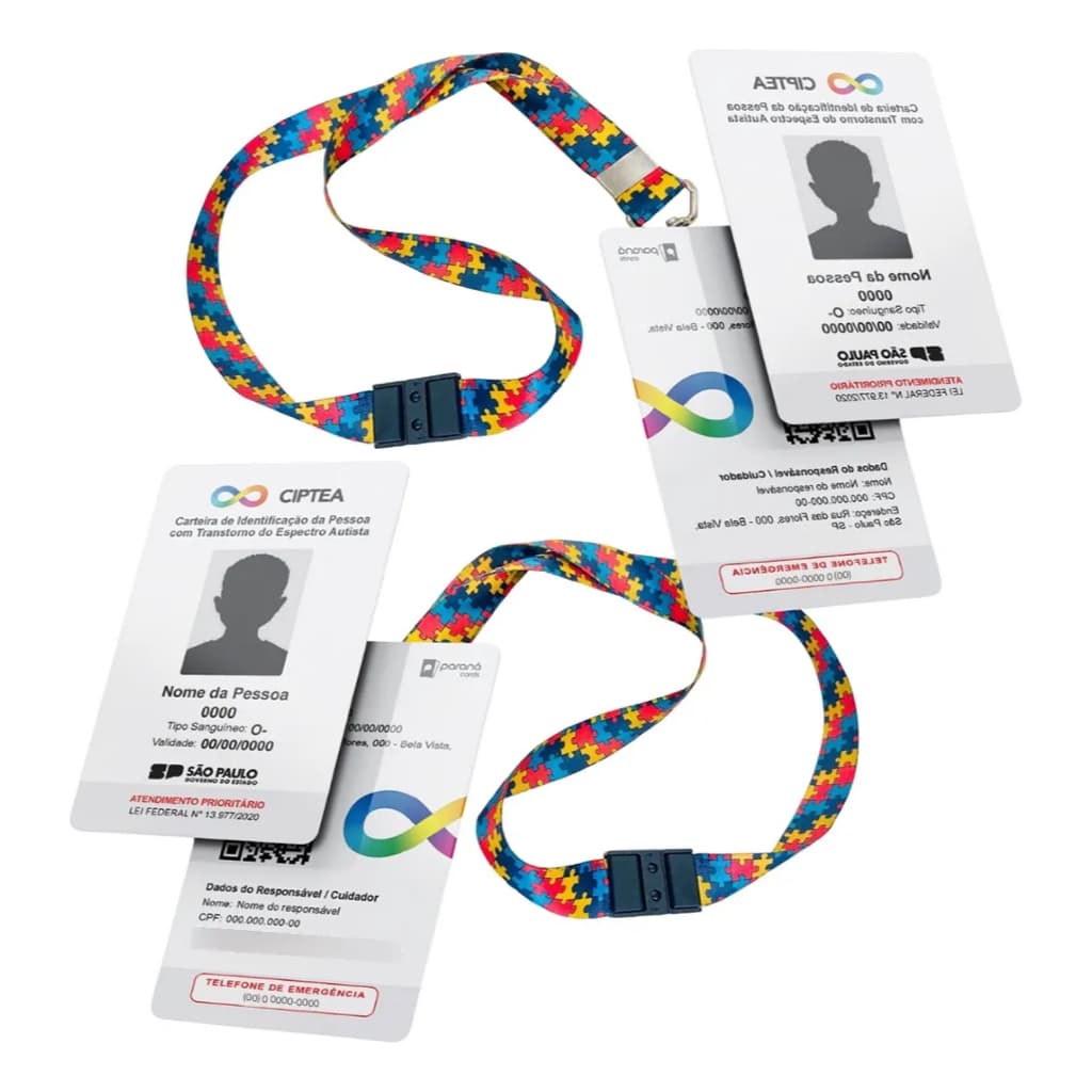 02 Kit Crachá Autismo PVC - Impressão CIPTEA  + Cordão Autismo + Porta Crachá