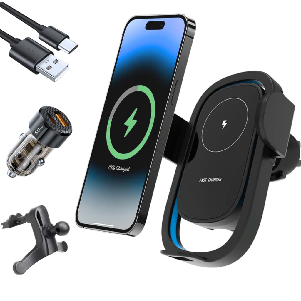 Suporte Veicular Por Indução Magnética Sem fio Com Carregador Usb 60W