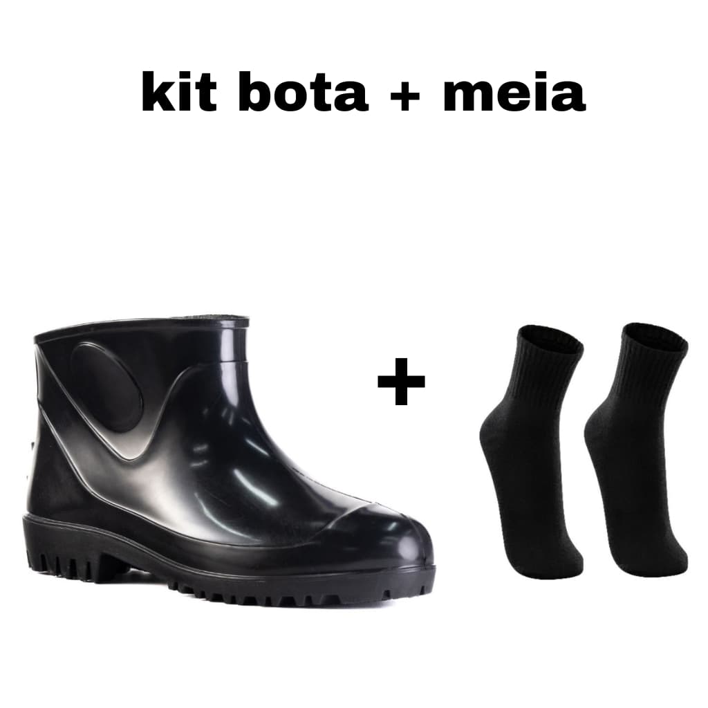 Botinha Impermeável Innpro Cano Extra Curto em PVC Antiderrapante + Brinde: 1 Par de Meias