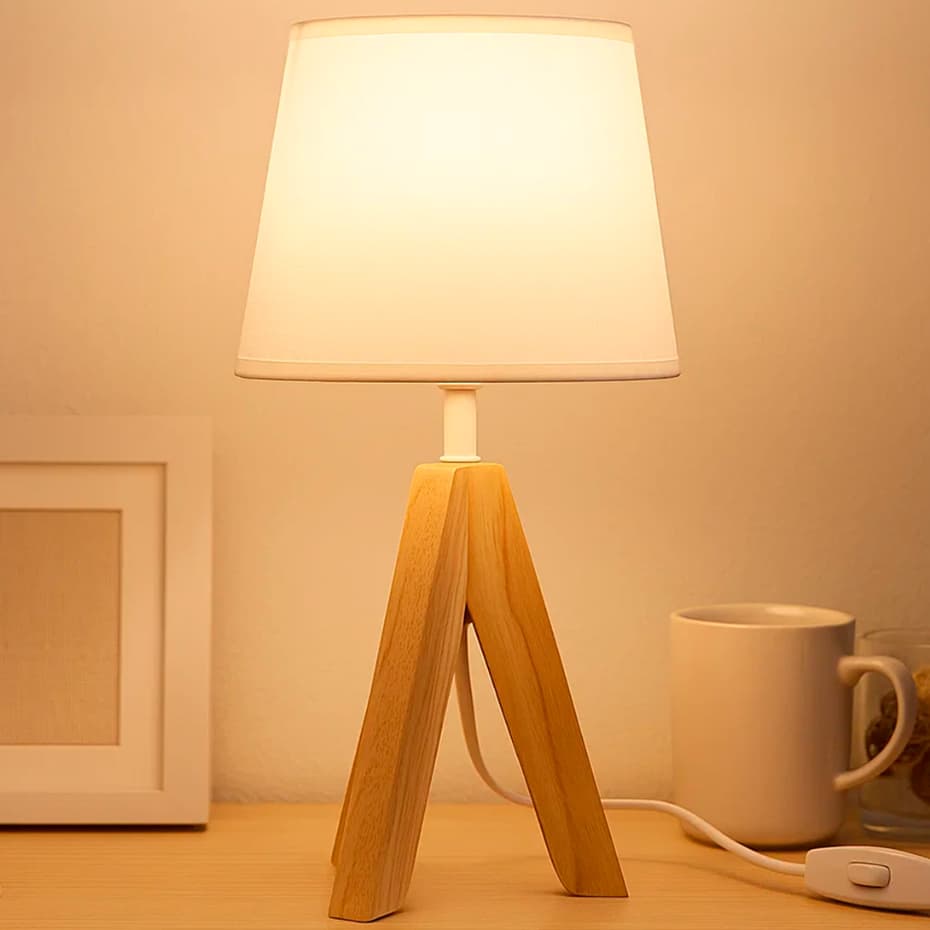 Abajur Luminária De Mesa Madeira Decoração Sala Quarto Mesa de Cabeceira