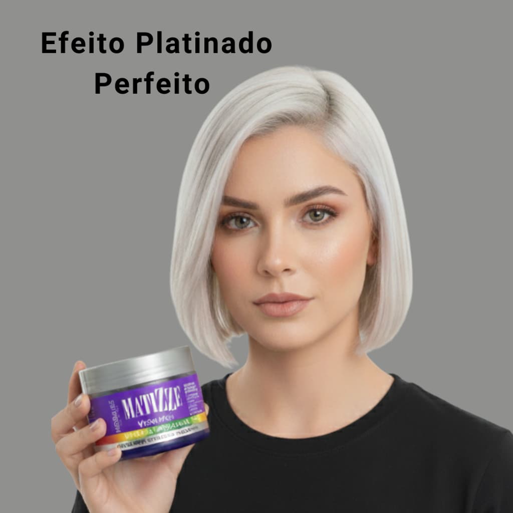 Máscara Efeito Platinado Profissional, Rápida e Sem Tons Indesejados Cabelos loiros Matizze
