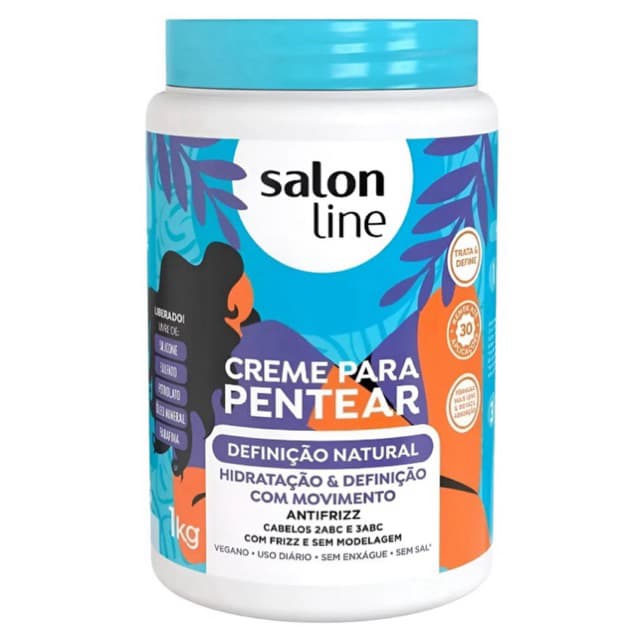 Creme Para Cabelos Cacheados Pentear Definição Natural Salon Line Cachos 1kg Hidratação e Definição Antifrizz