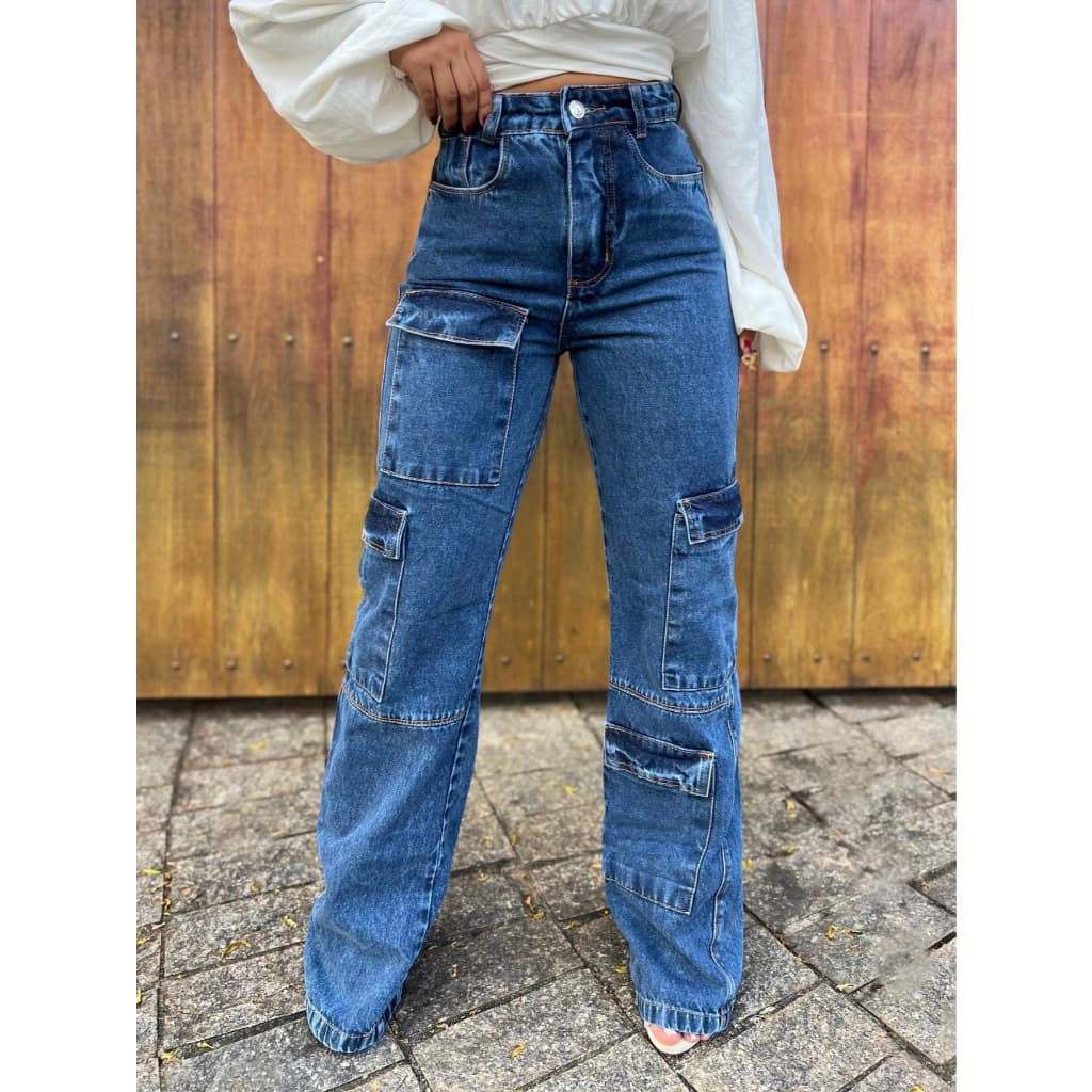 CALÇA CARGO FEMININA de mais bolso  /Calça wide leg /Calca Pantalona Feminina Moda Street Tecido Algodão Premium
