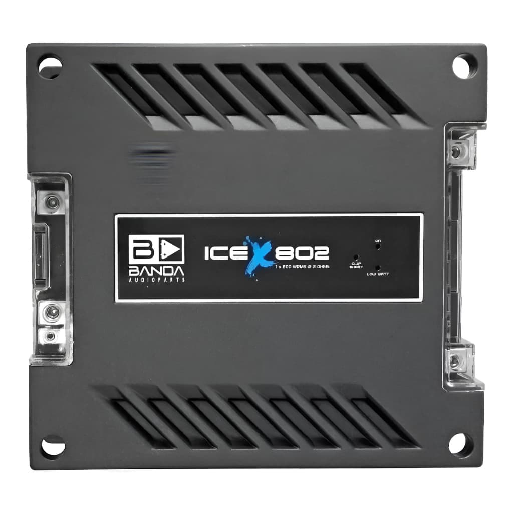 Modulo Amplificador Banda Ice X 802 Cinza 800 W RMS 2 Ohms Som Automotivo Profissional 1 Canal