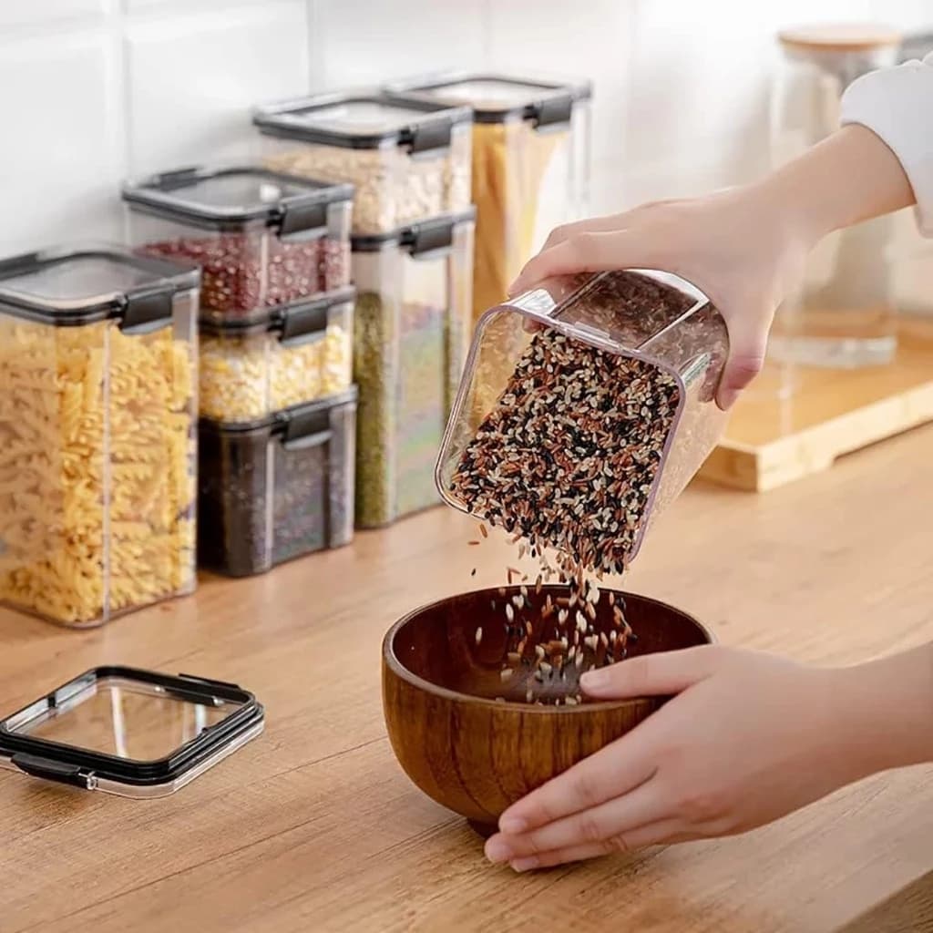Conjunto 3 Potes Herméticos Mantimentos Organizadores Empilháveis Cozinha Alimentos potes